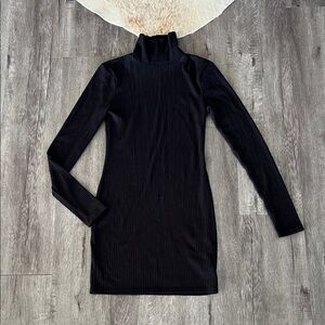 Urban Outfitters Black Ribbed Turtleneck Long Sleeve Dress
